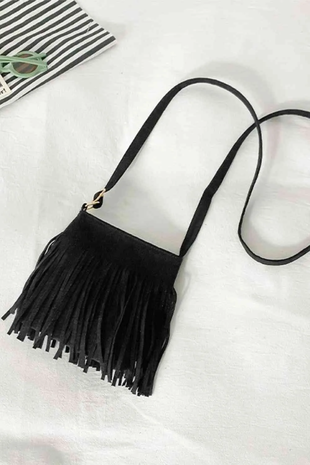 Leather Crossbody Bag with Fringe