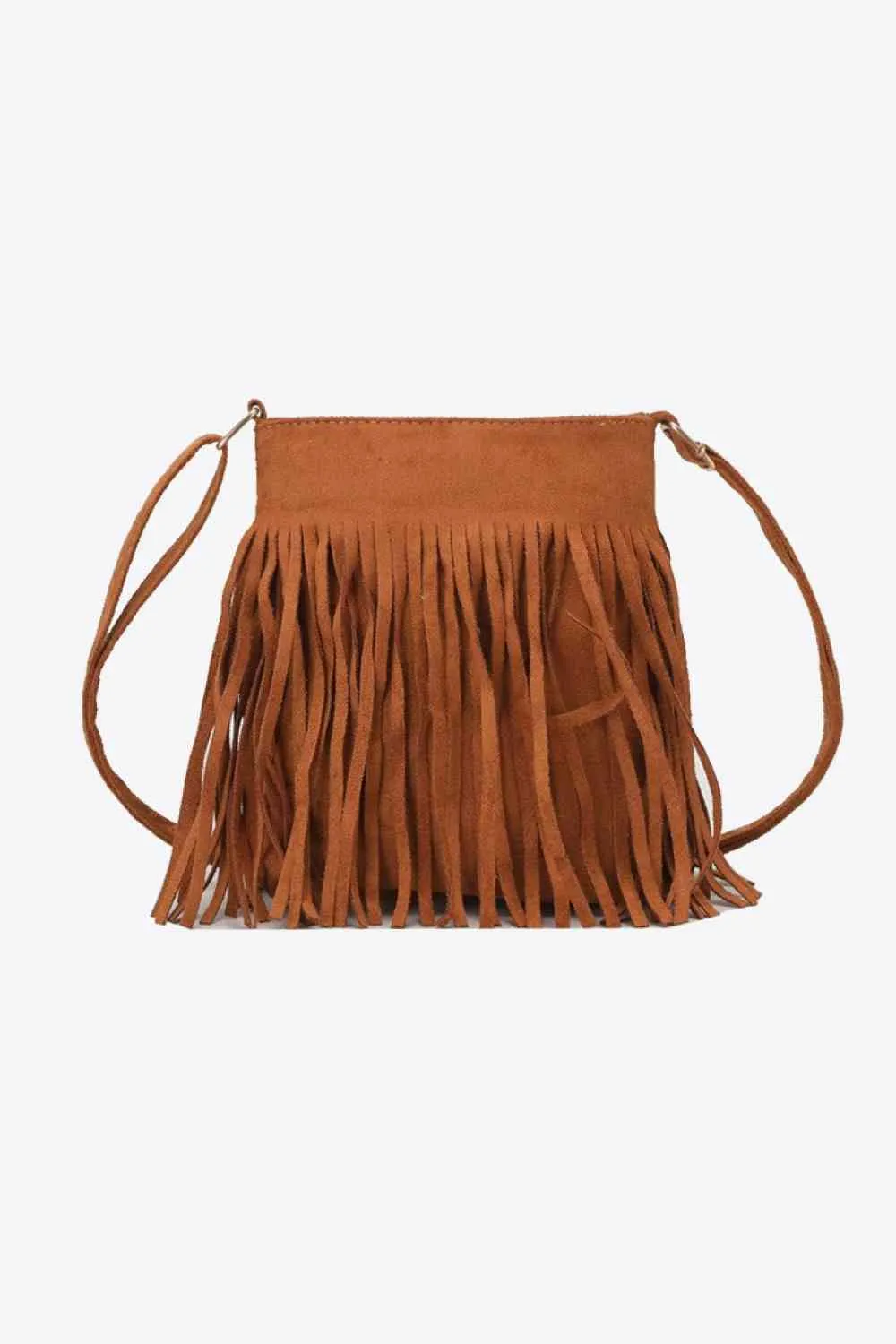 Leather Crossbody Bag with Fringe