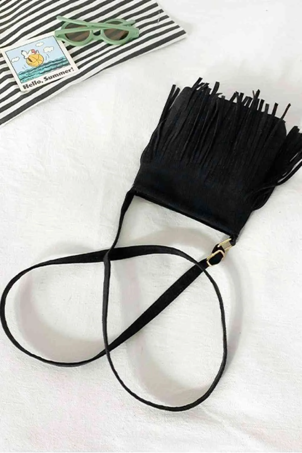 Leather Crossbody Bag with Fringe