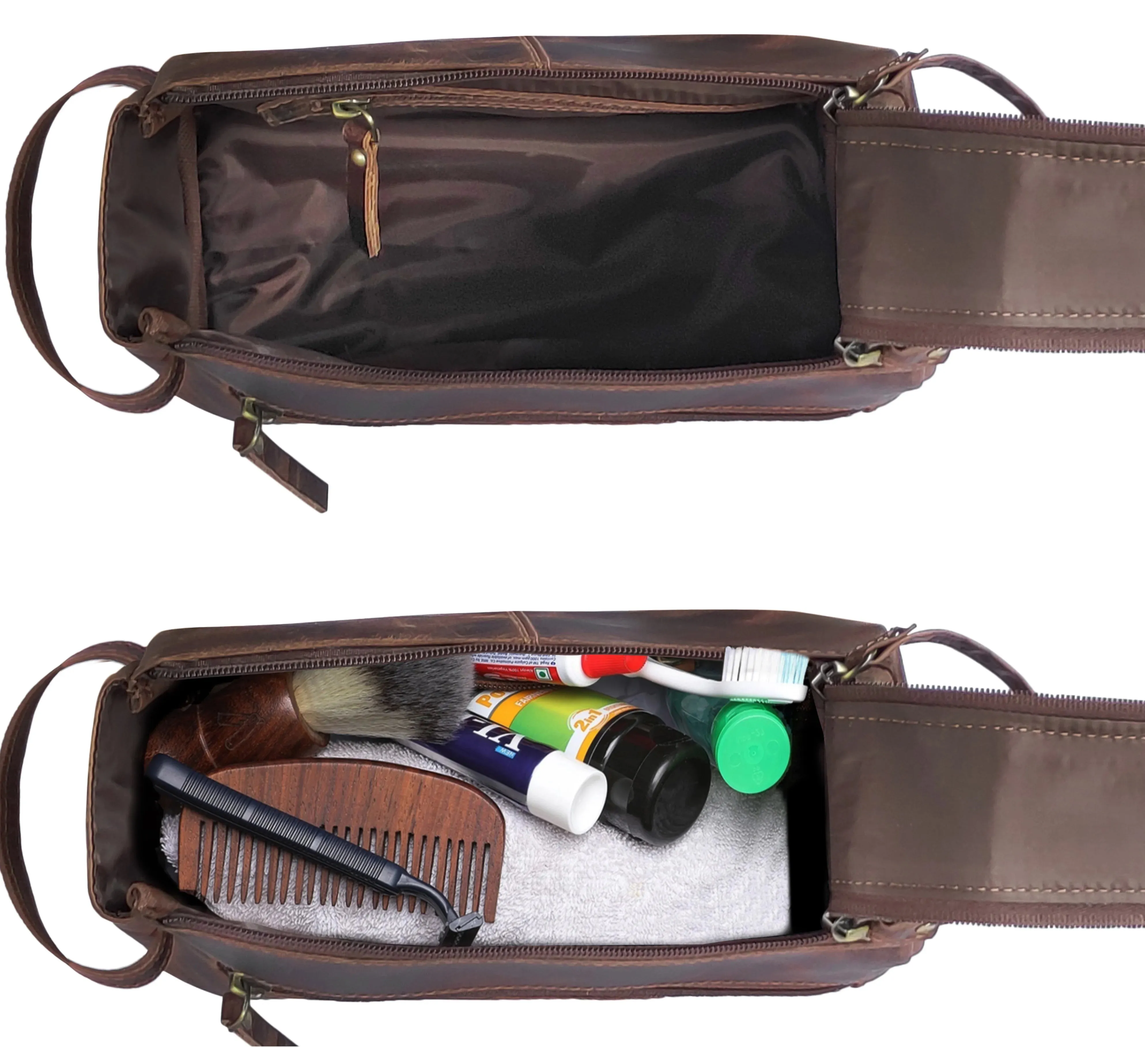 Leather Toiletry Bag for Men (Walnut Brown * 36 pcs)