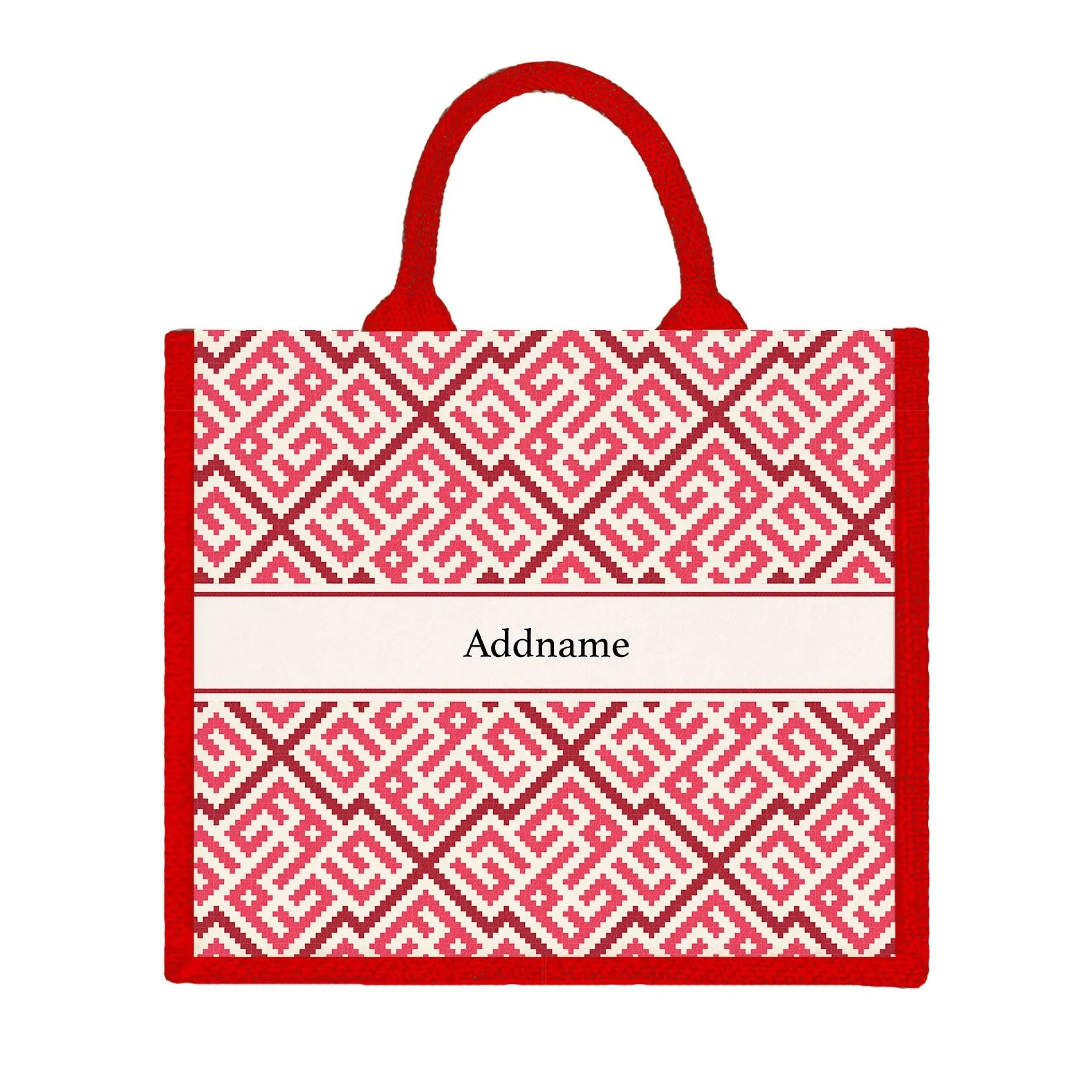 Linear Cubic Moroccan & Mosaic Series Jute Tote Bag [FREE Custom Add Name]