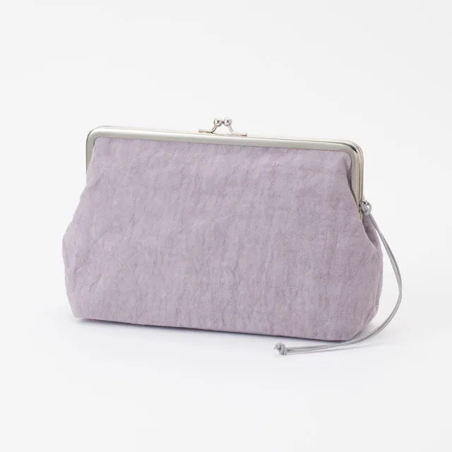 Linen Clasp Pouch - Large Size /  Wisteria Color - , Cosmetic Pouch, Makeup Pouch, Japanese Gamaguchi Pouch, Travel Toiletry Pouch, Stationery Pouch, Bag organizer, Bag in Bag