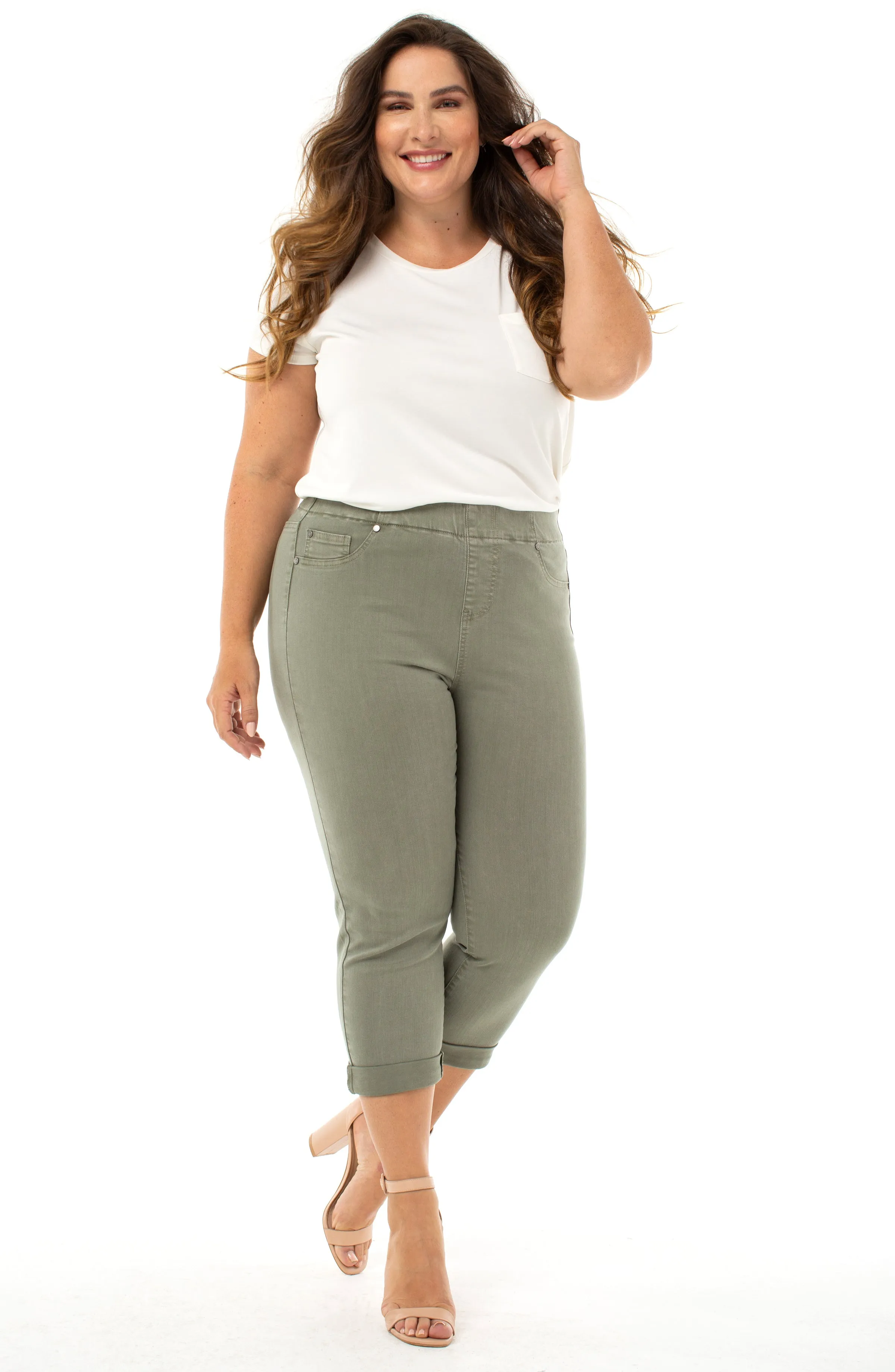 Liverpool Chloe Crop Rolled Cuff Plus Size (26/23" inseam) (saguaro palm)