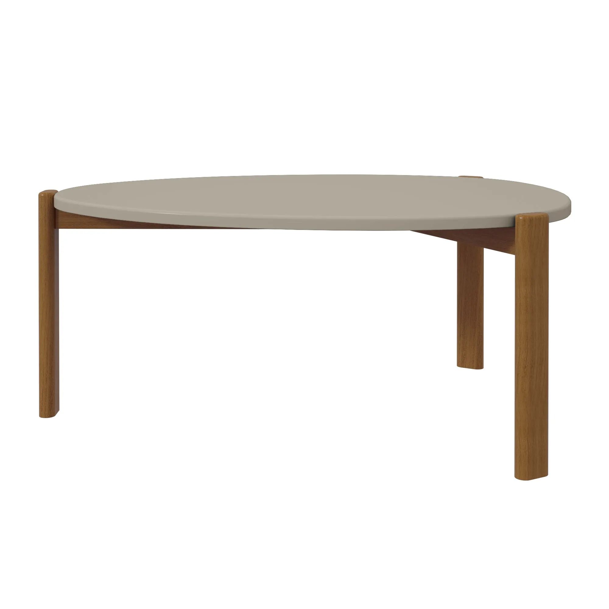 Manhattan Comfort Mid-Century Modern Gales Coffee Table with Solid Wood Legs in Greige