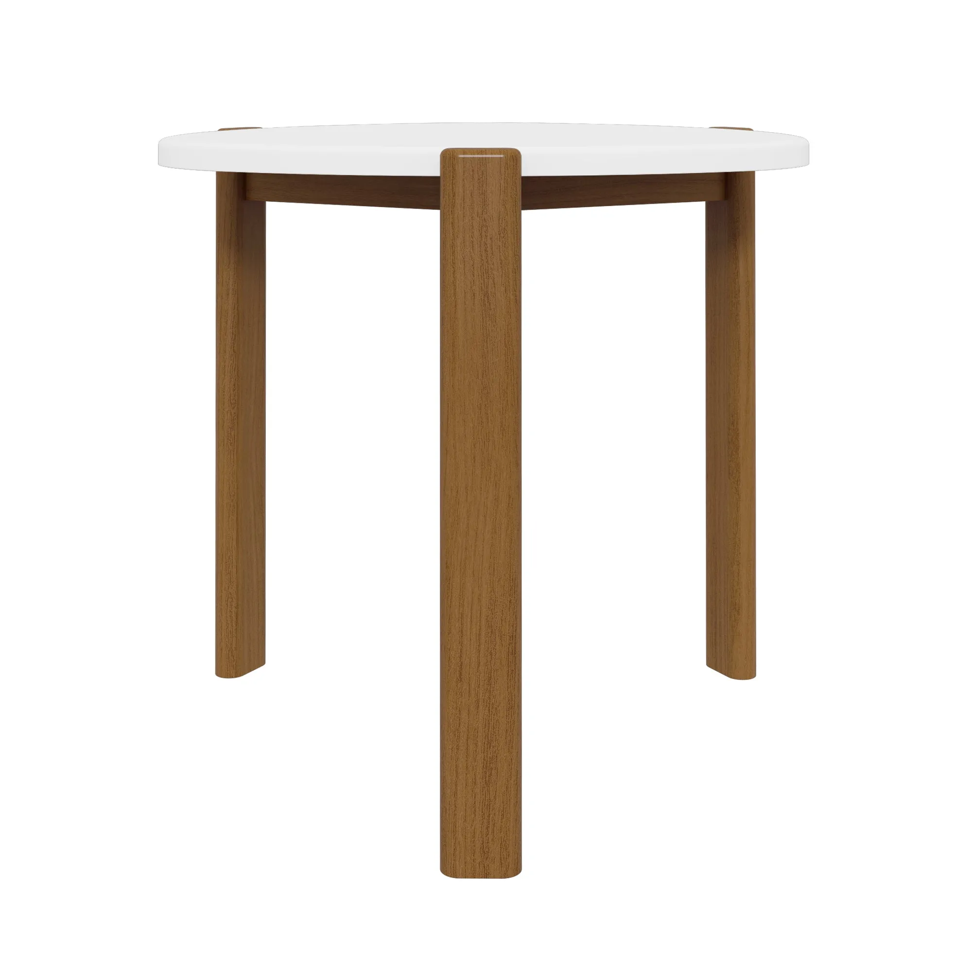 Manhattan Comfort Mid-Century Modern Gales End Table with Solid Wood Legs in Matte White