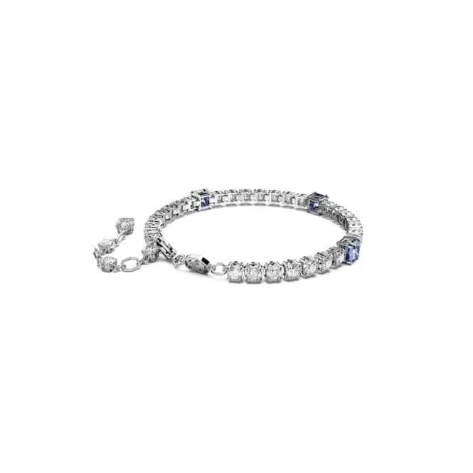 Matrix Mixed Cuts Blue Rhodium Plated Tennis Bracelet 5666426