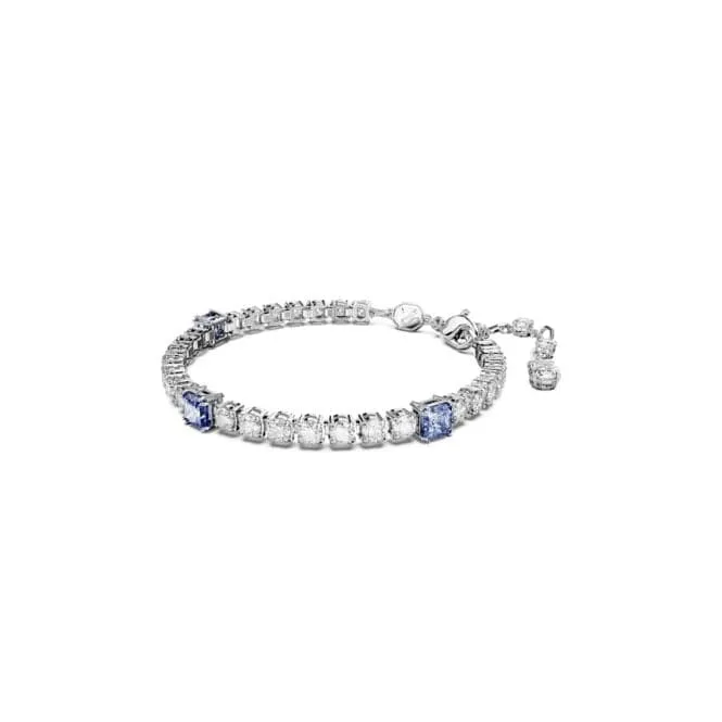 Matrix Mixed Cuts Blue Rhodium Plated Tennis Bracelet 5666426