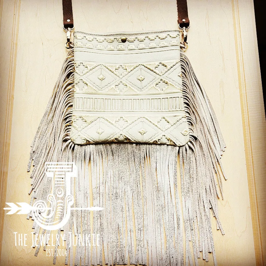 **MEDIUM Crossbody Handbag w/ Gilded Navajo Leather Full Fringe 513j