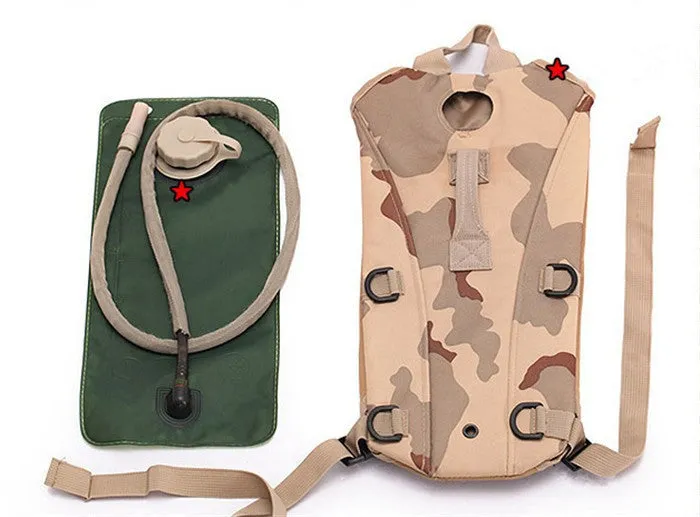 Men Camping Military Gym Bag Canvas Campus Travel Sport Backpack Camel With Water Bladder Rucksack