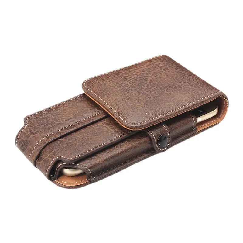 Men PU Leather EDC Multi-Purpose Belt Bag Vintage Lightweight Phone Bag Waist