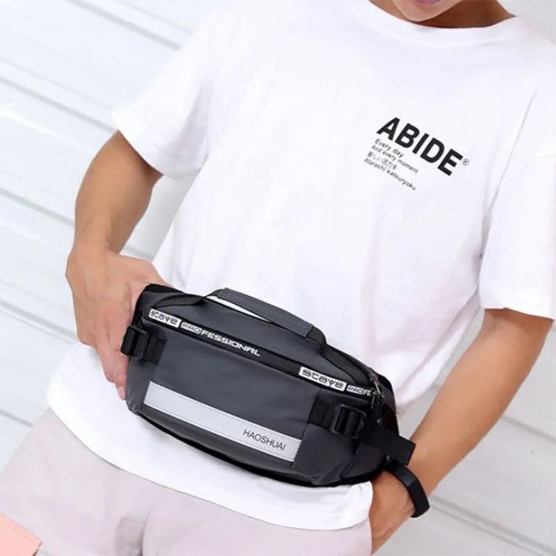 Men Waterproof Anti theft Reflective Outdoor Chest Bag Belt Waist