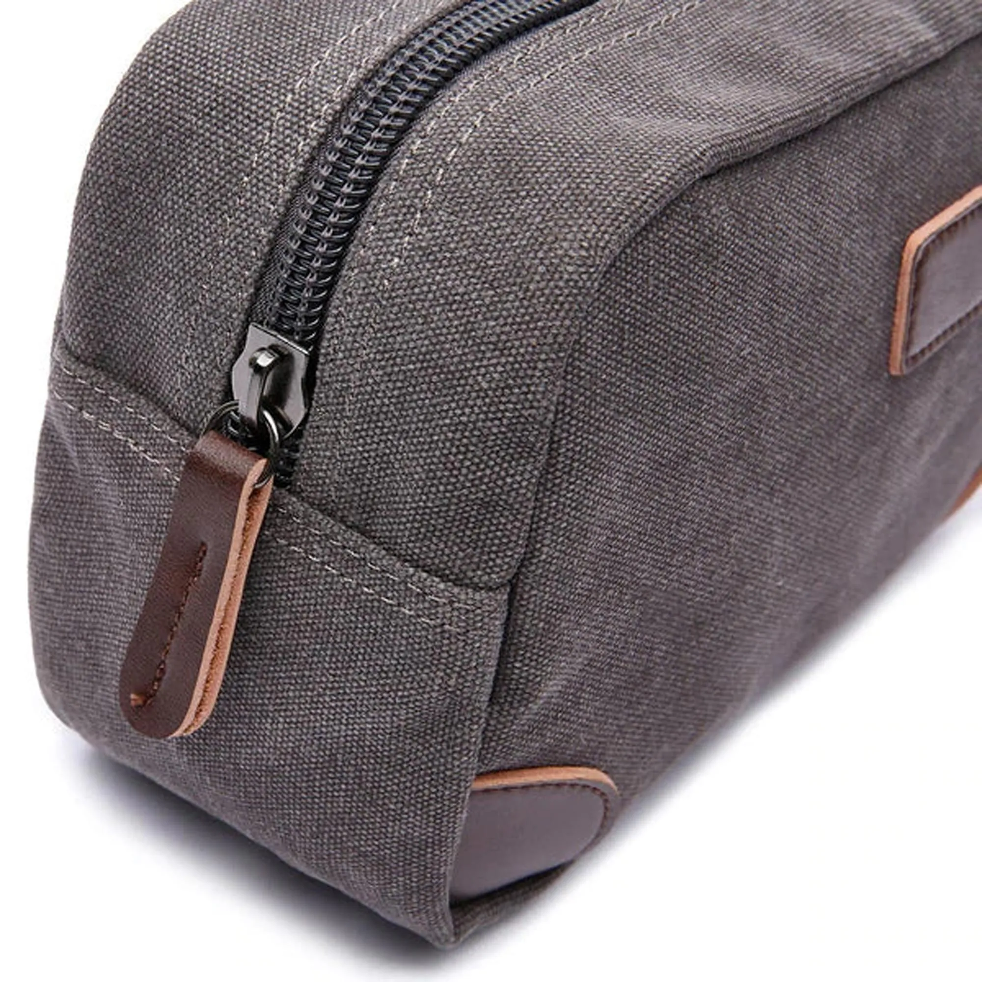 Men's Toiletry Grey Canvas Dopp Kit