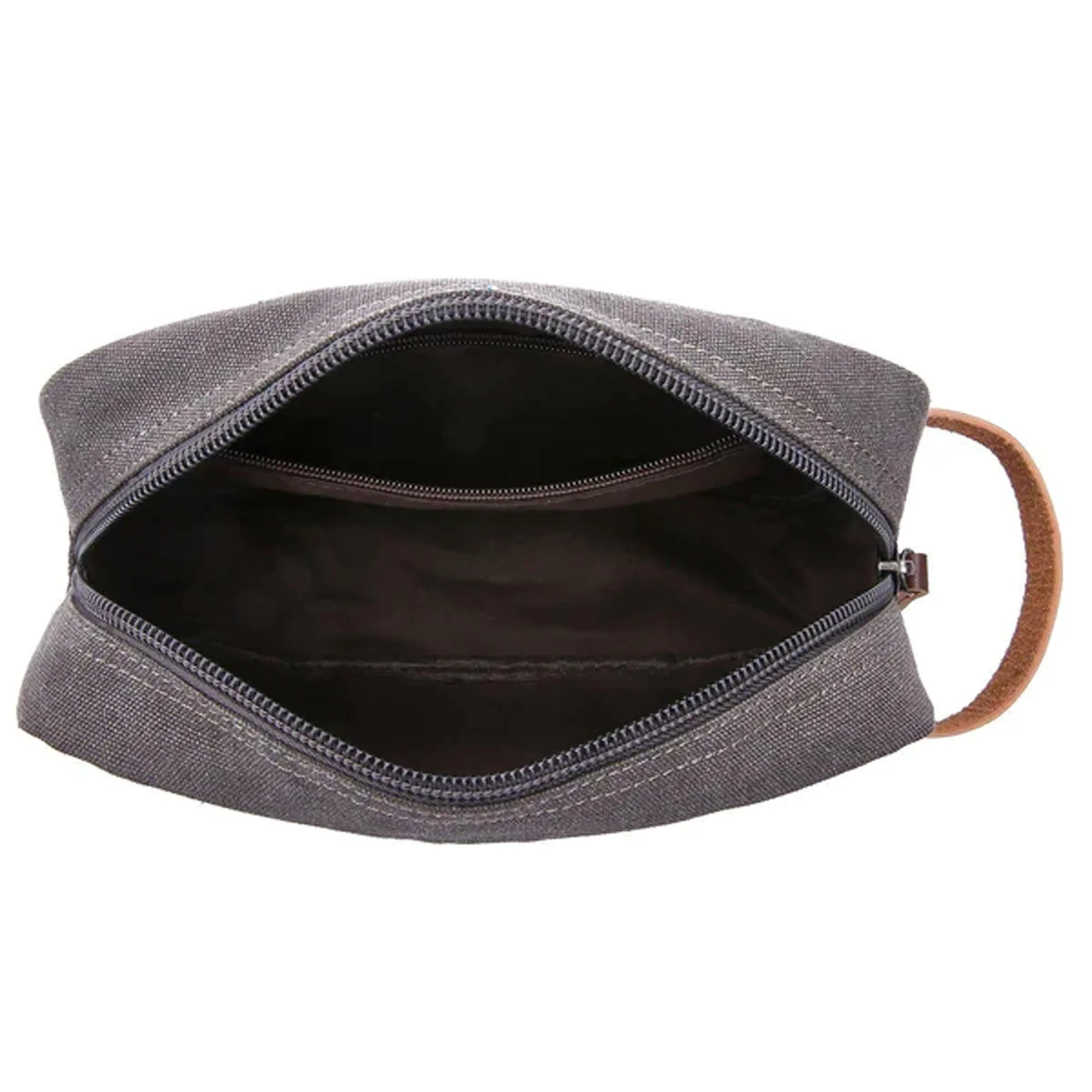 Men's Toiletry Grey Canvas Dopp Kit