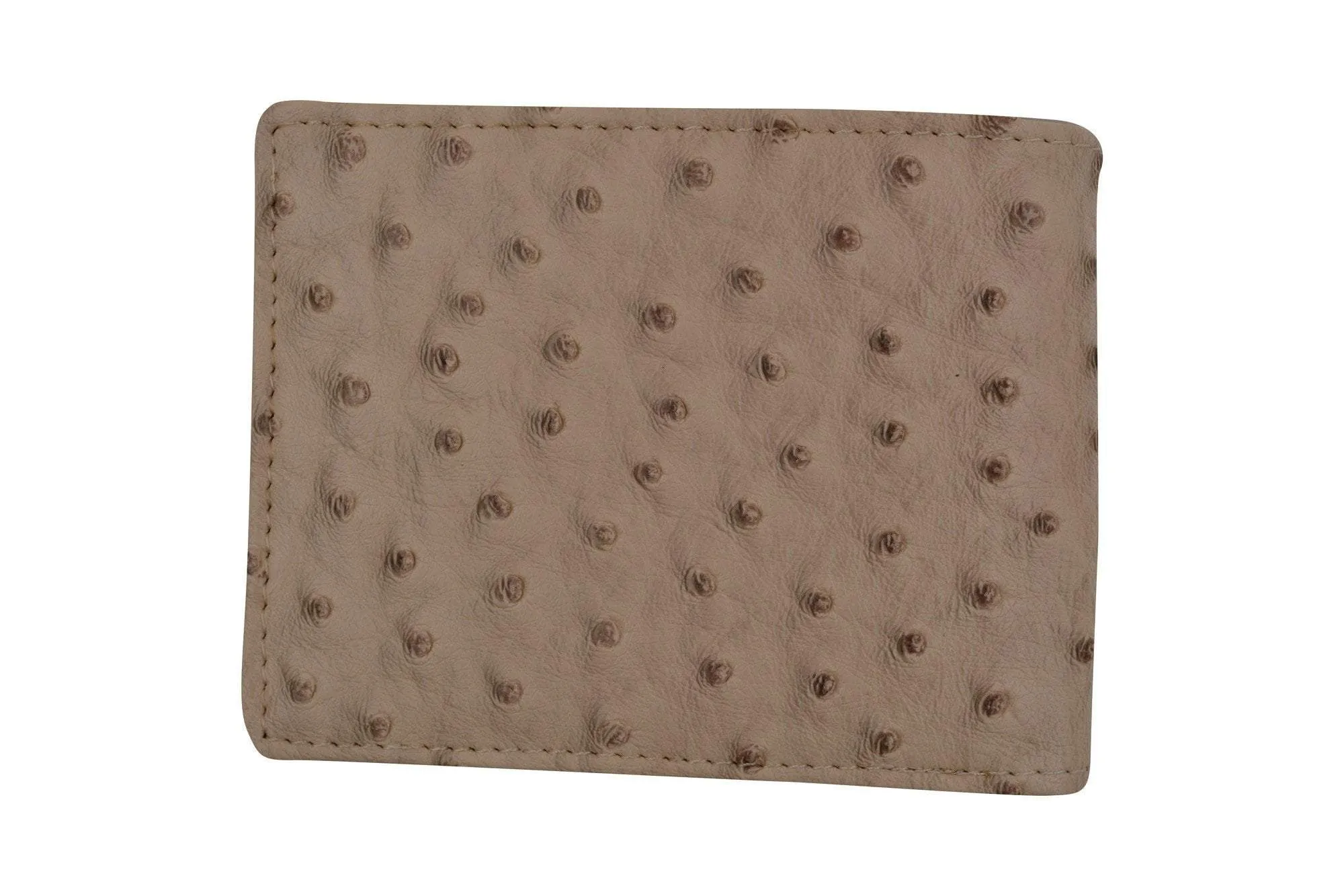 Mens Western Bifold Style Cross Praying Cowboy Ostrich Beige Wallet W041-27-OSTRICH-BG (C)