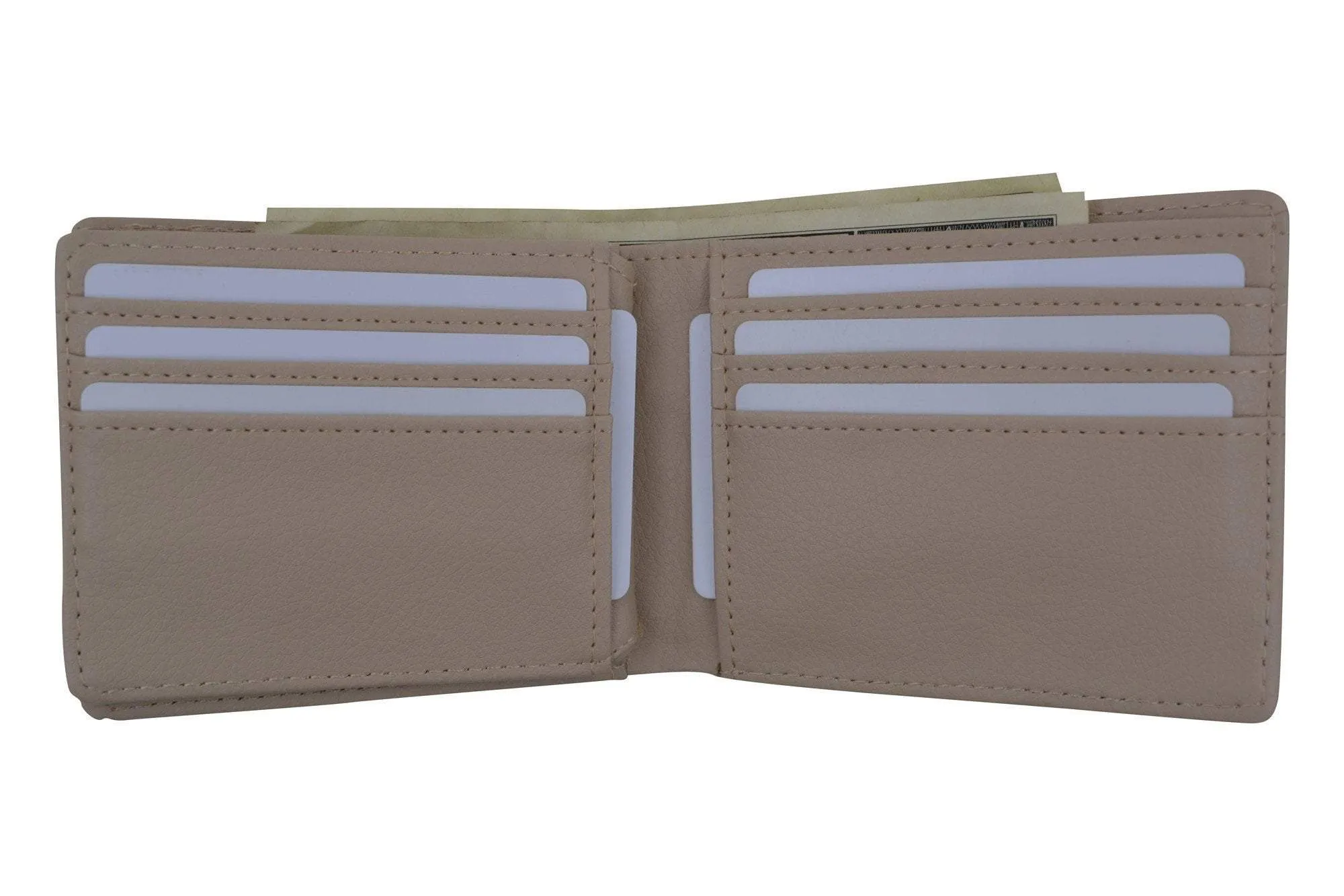 Mens Western Bifold Style Cross Praying Cowboy Ostrich Beige Wallet W041-27-OSTRICH-BG (C)