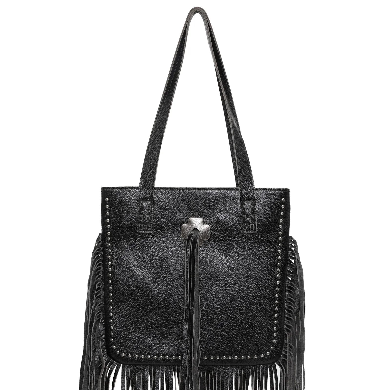 Montana West Concho Genuine Leather Fringe Tote Bag