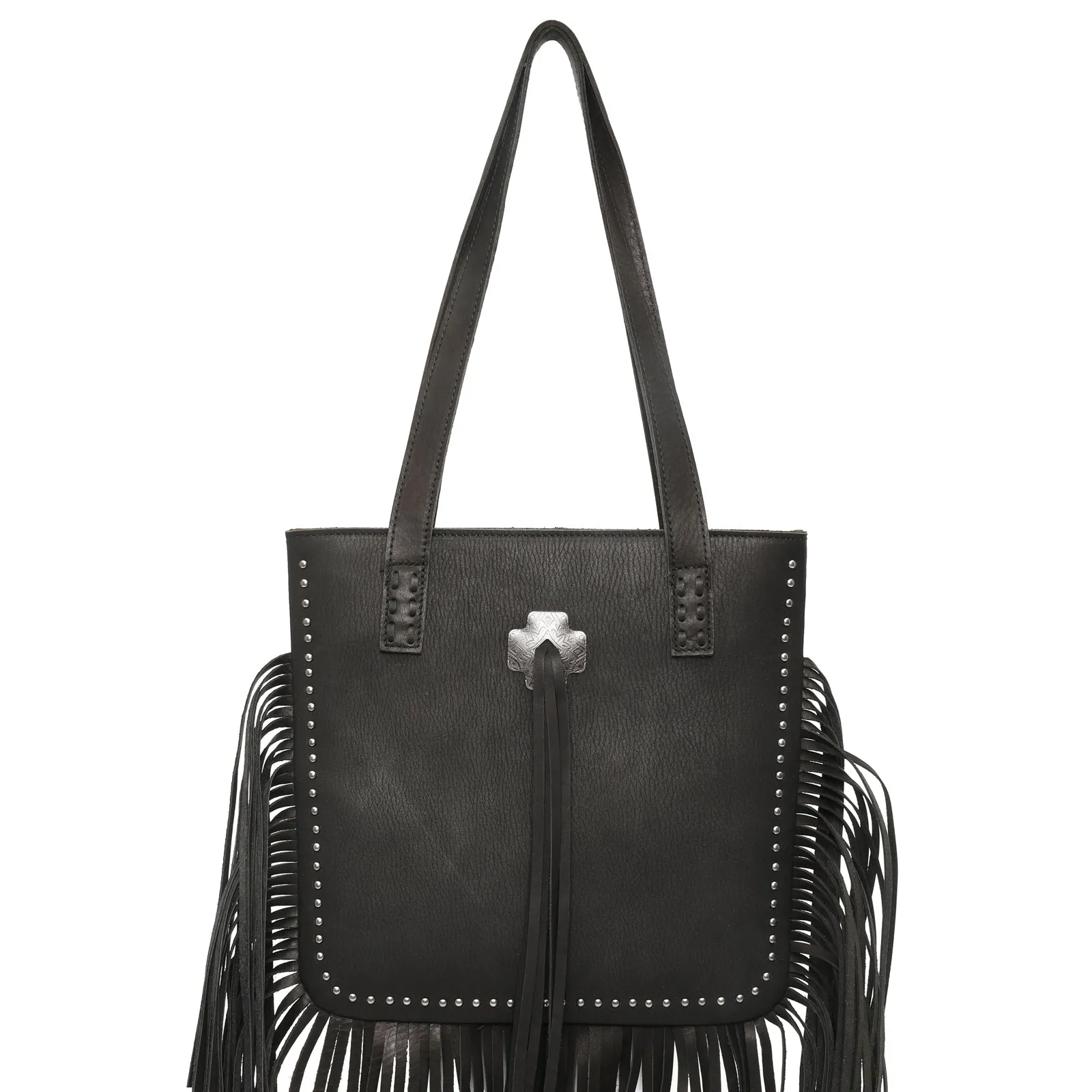 Montana West Concho Genuine Leather Fringe Tote Bag