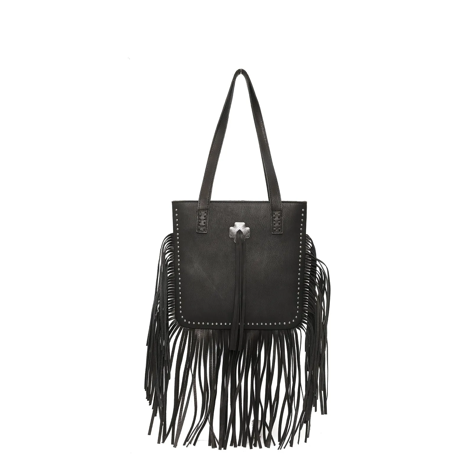 Montana West Concho Genuine Leather Fringe Tote Bag