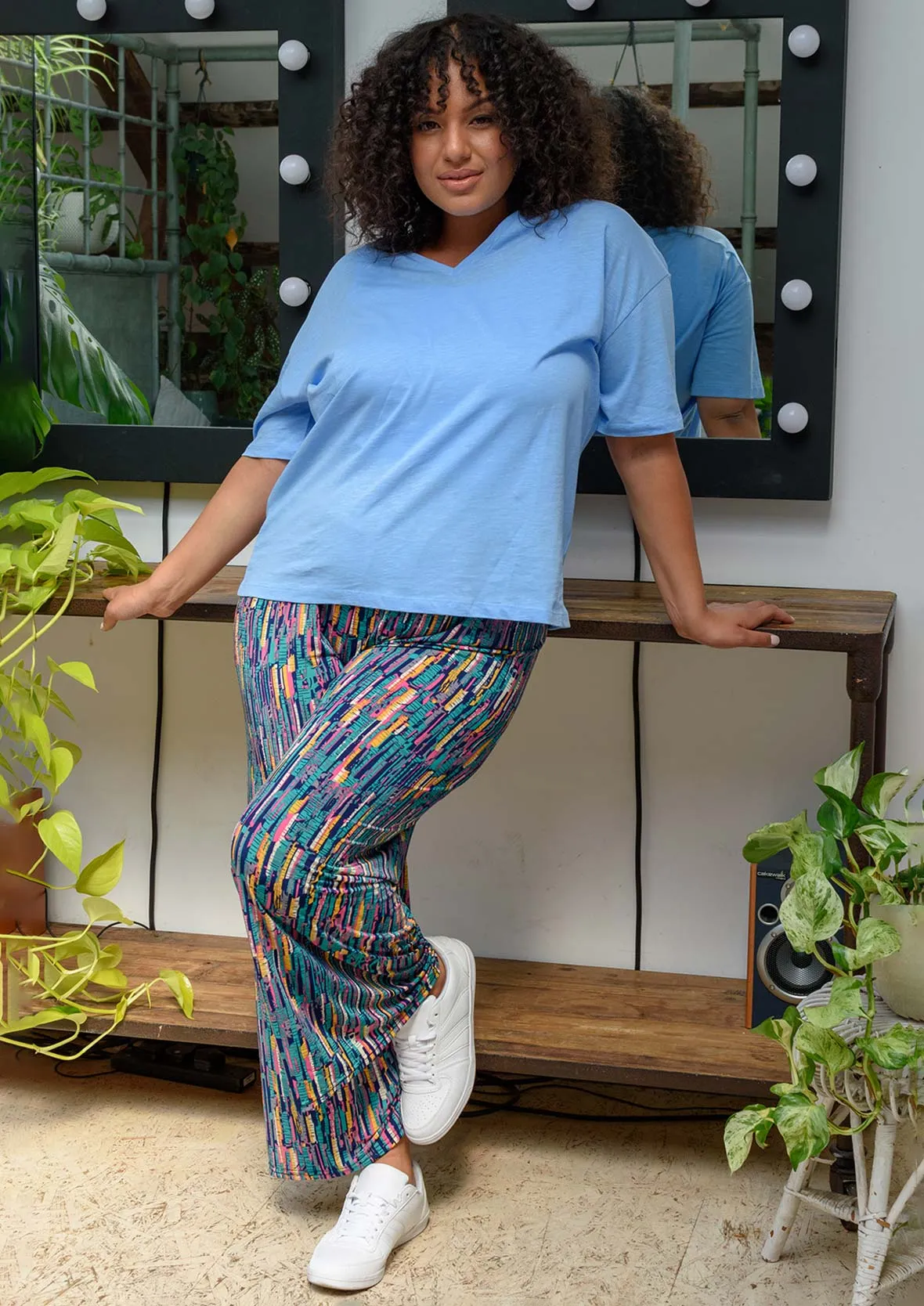 Multicolour Wide Leg Trouser