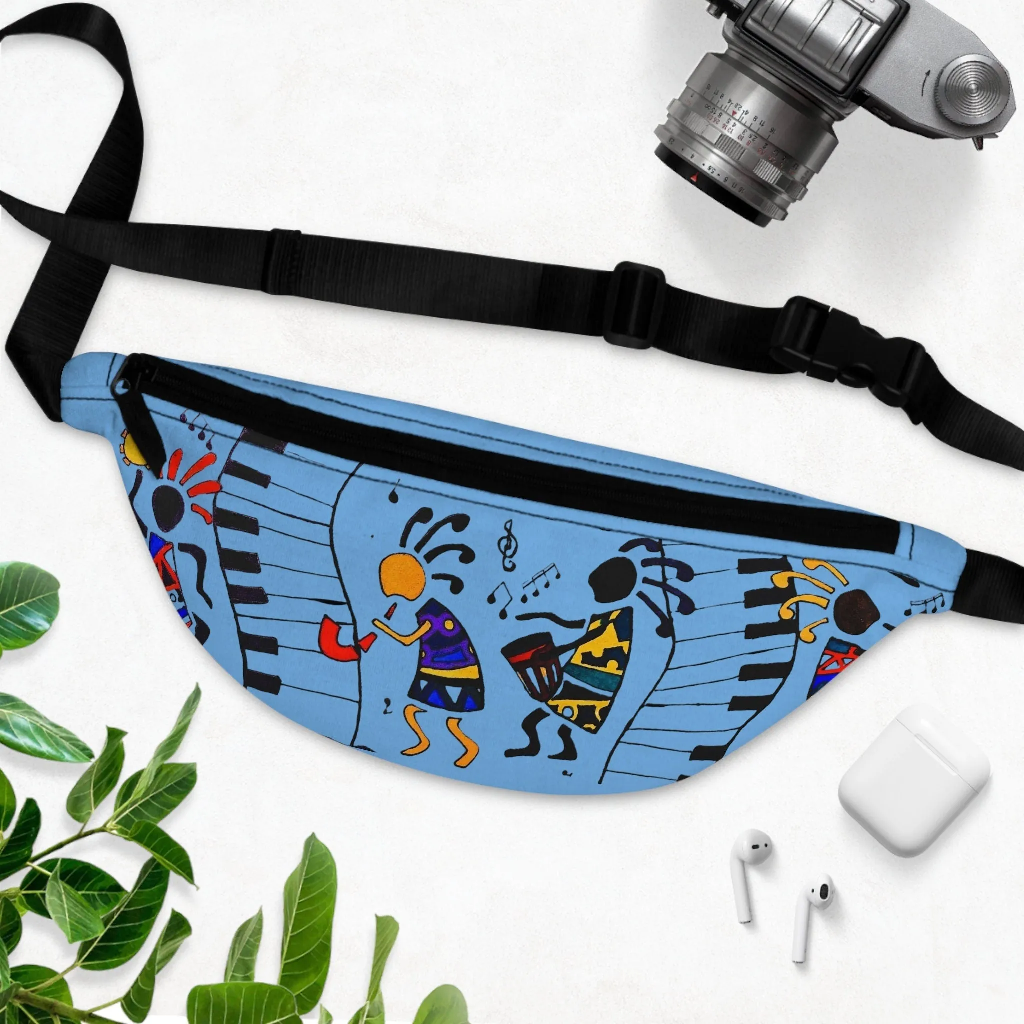 Music-Themed Artistic Fanny Pack Lightweight Adjustable Belt Durable Back  Zipper