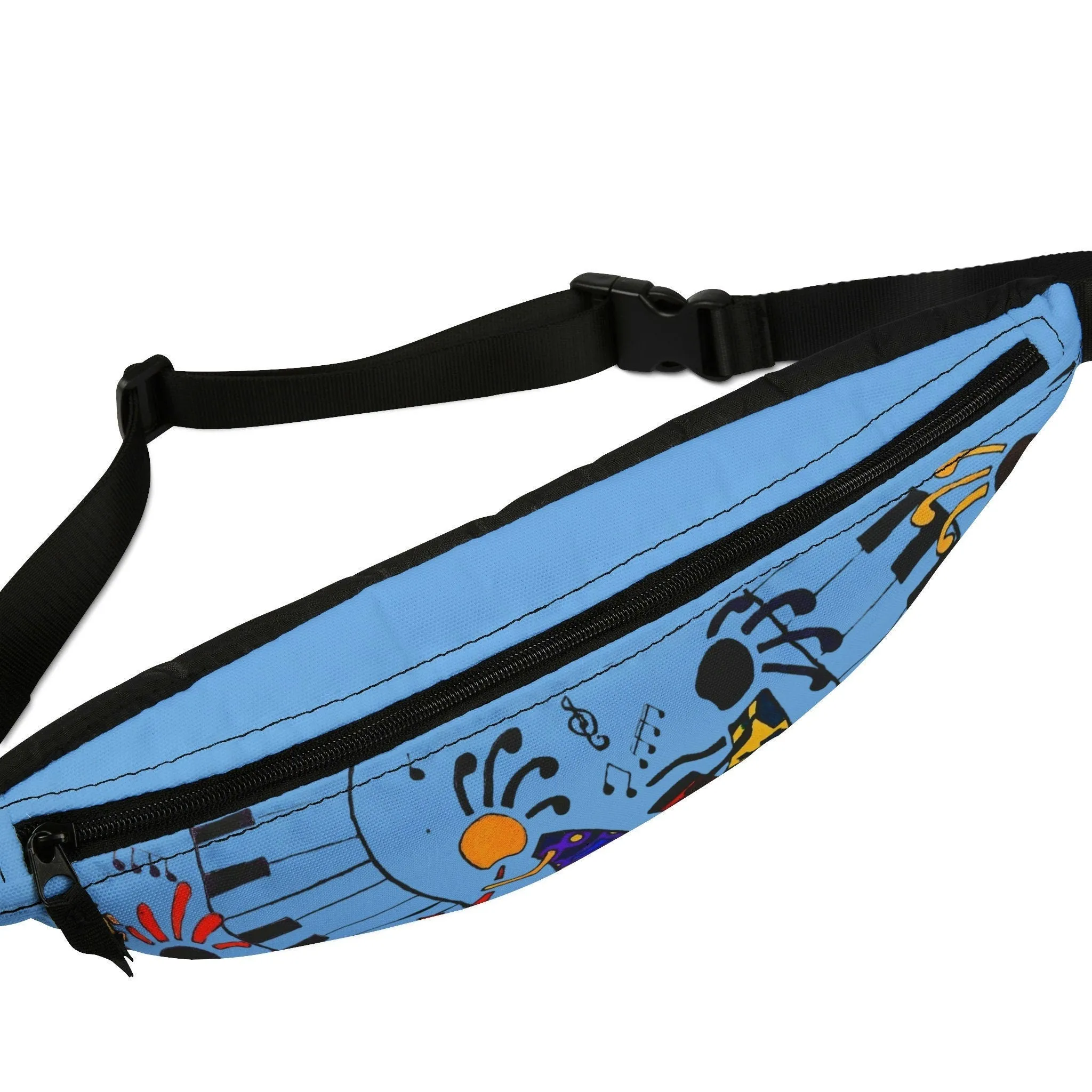 Music-Themed Artistic Fanny Pack Lightweight Adjustable Belt Durable Back  Zipper