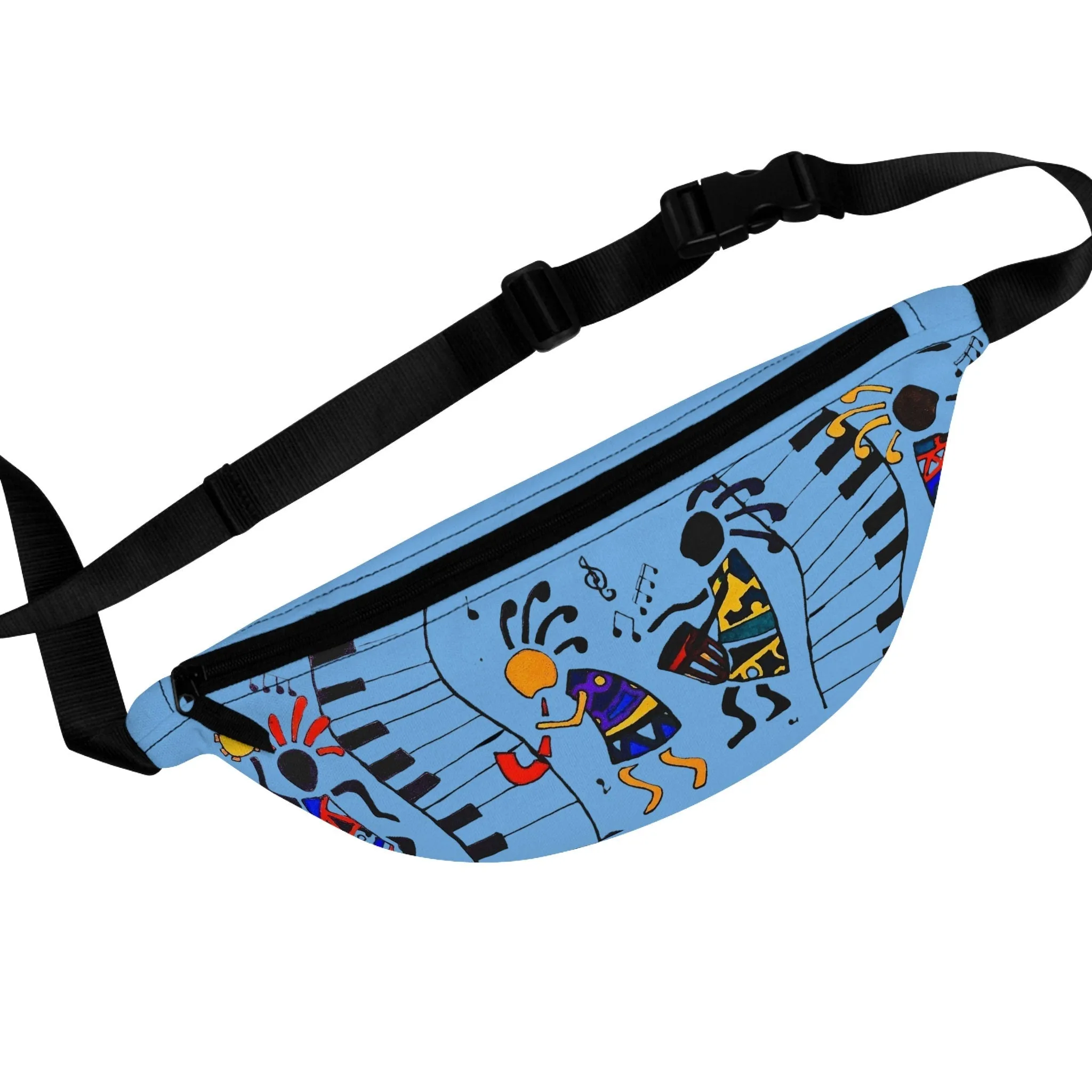 Music-Themed Artistic Fanny Pack Lightweight Adjustable Belt Durable Back  Zipper