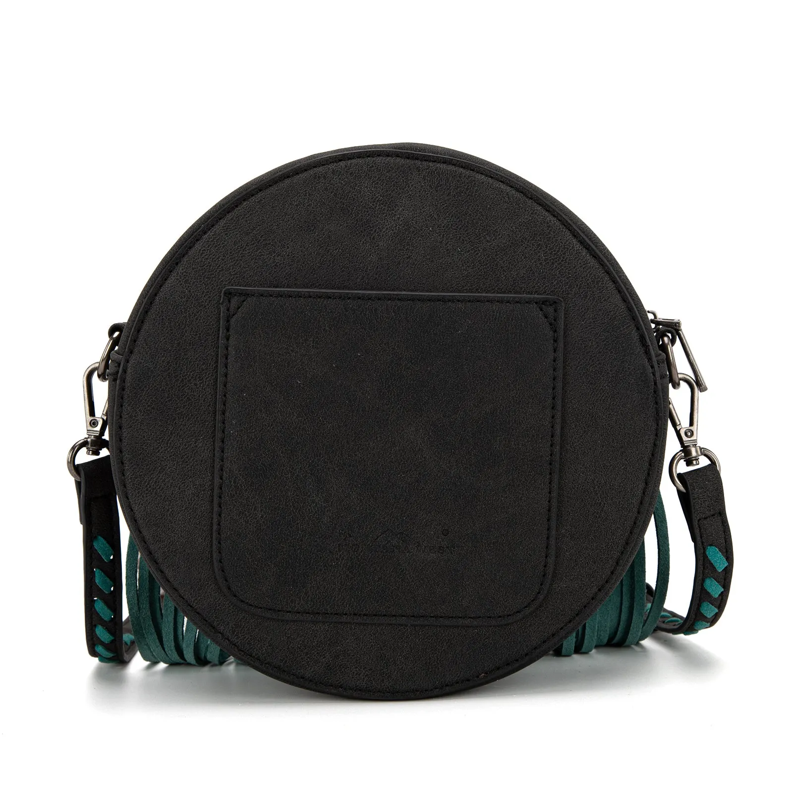 MW1298-118 Montana West Tooling Collection Crossbody Circle Bag - Black