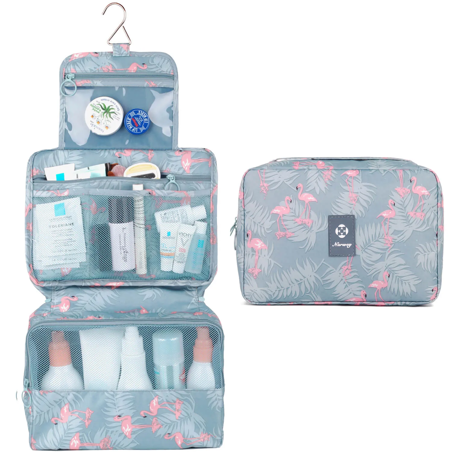 Narwey 1114 Hanging Travel Toiletry Bag Flamingo Cosmetic Organizer