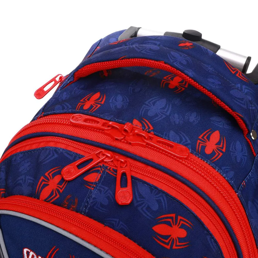 (NET) 3 in 1 Spiderman Cartoon Trolley School Bag With Back Pack