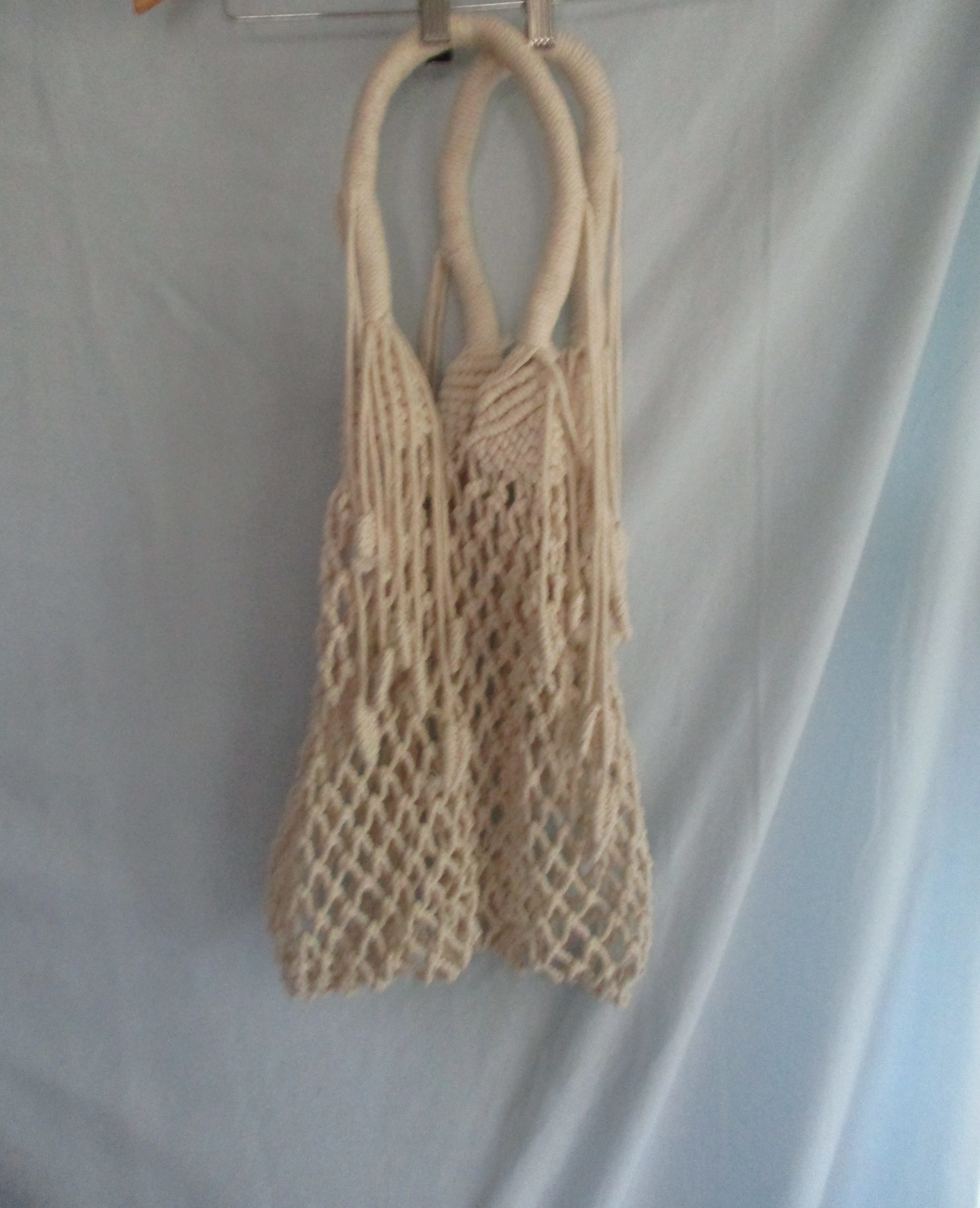 NEW Handmade macrame crochet fringe crossbody bag purse CREME WHITE