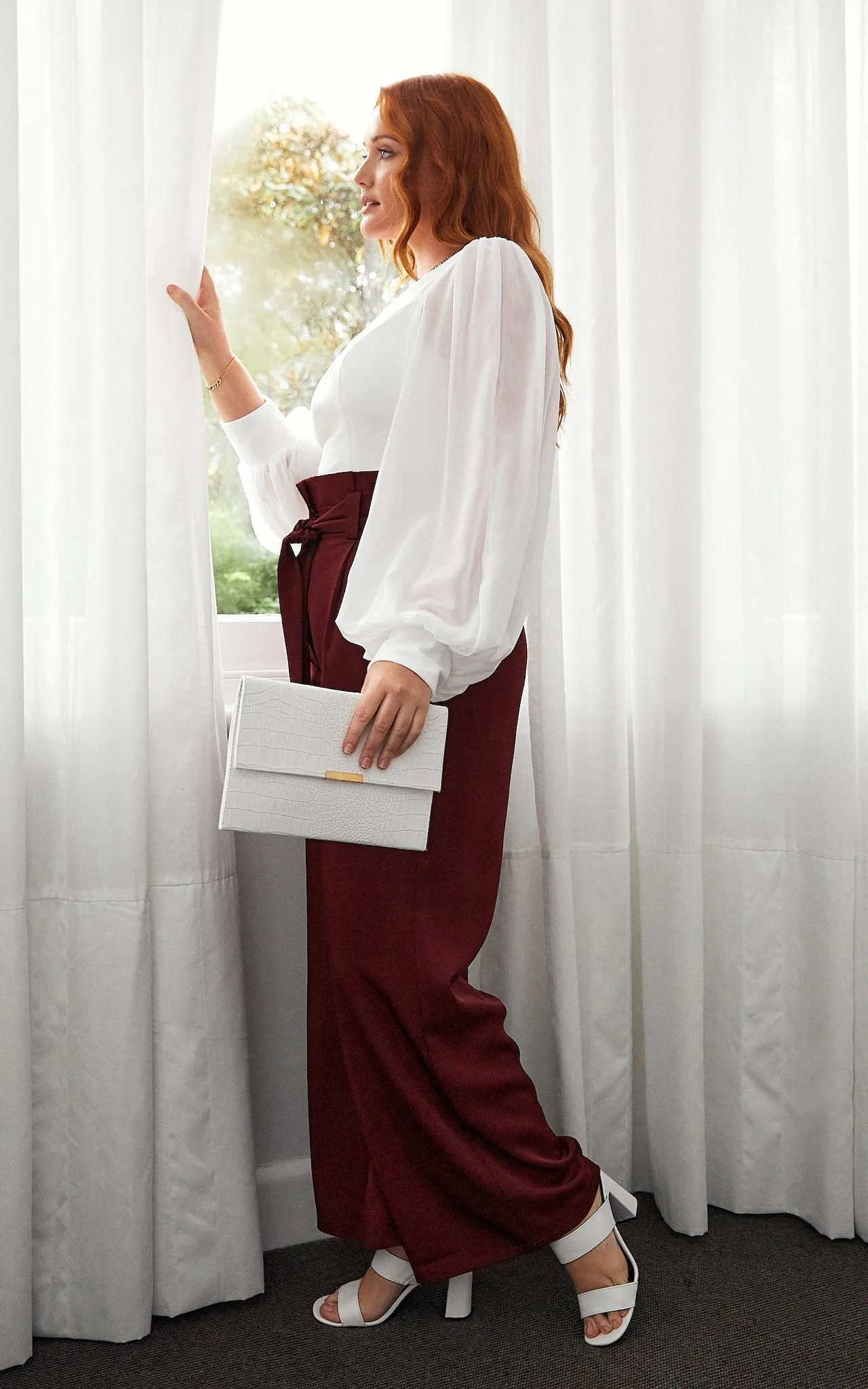 Nookie Wide Leg Pants - Burgundy