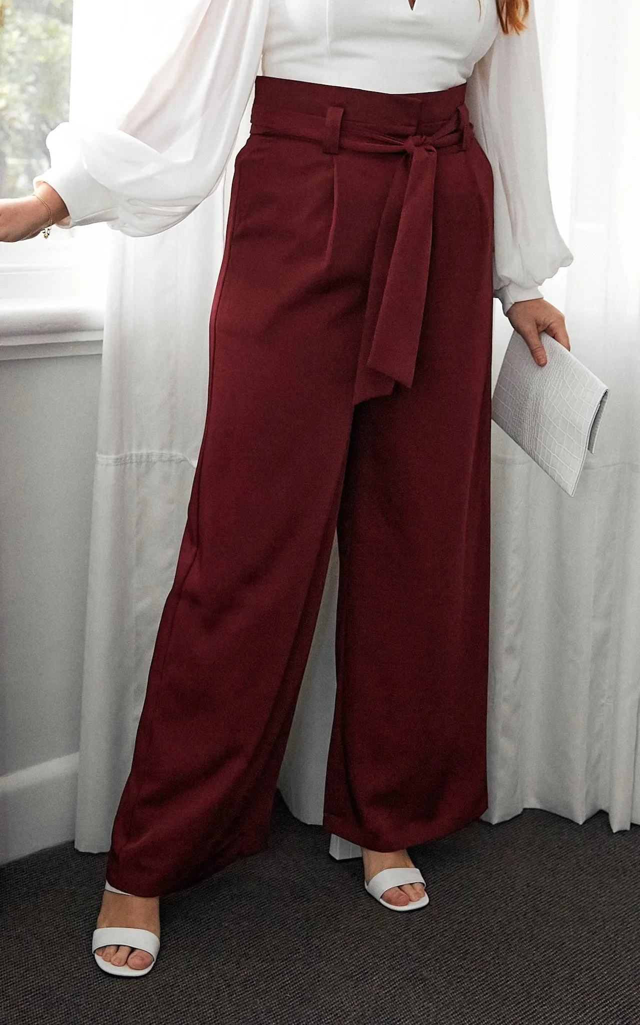 Nookie Wide Leg Pants - Burgundy