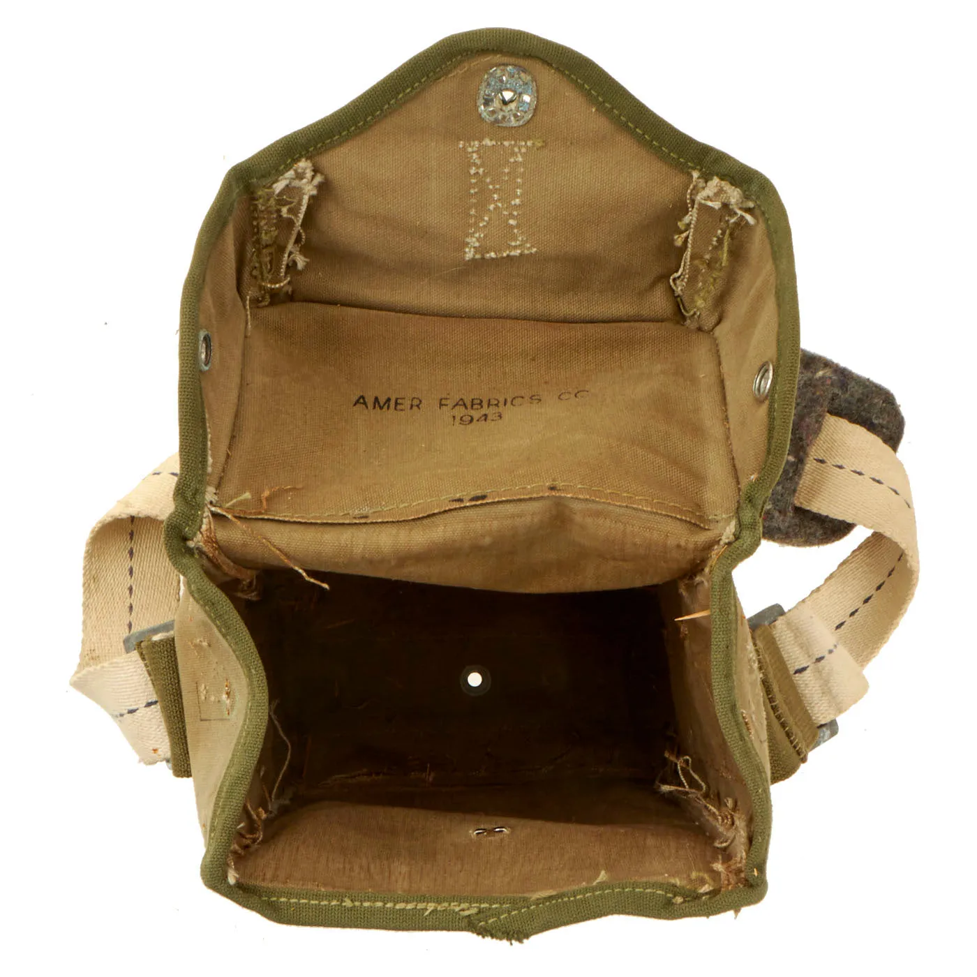 Original U.S. WWII Rigger Modified M1 General Purpose Ammunition Carrying Bag by Amer Fabrics Co. - Dated 1943