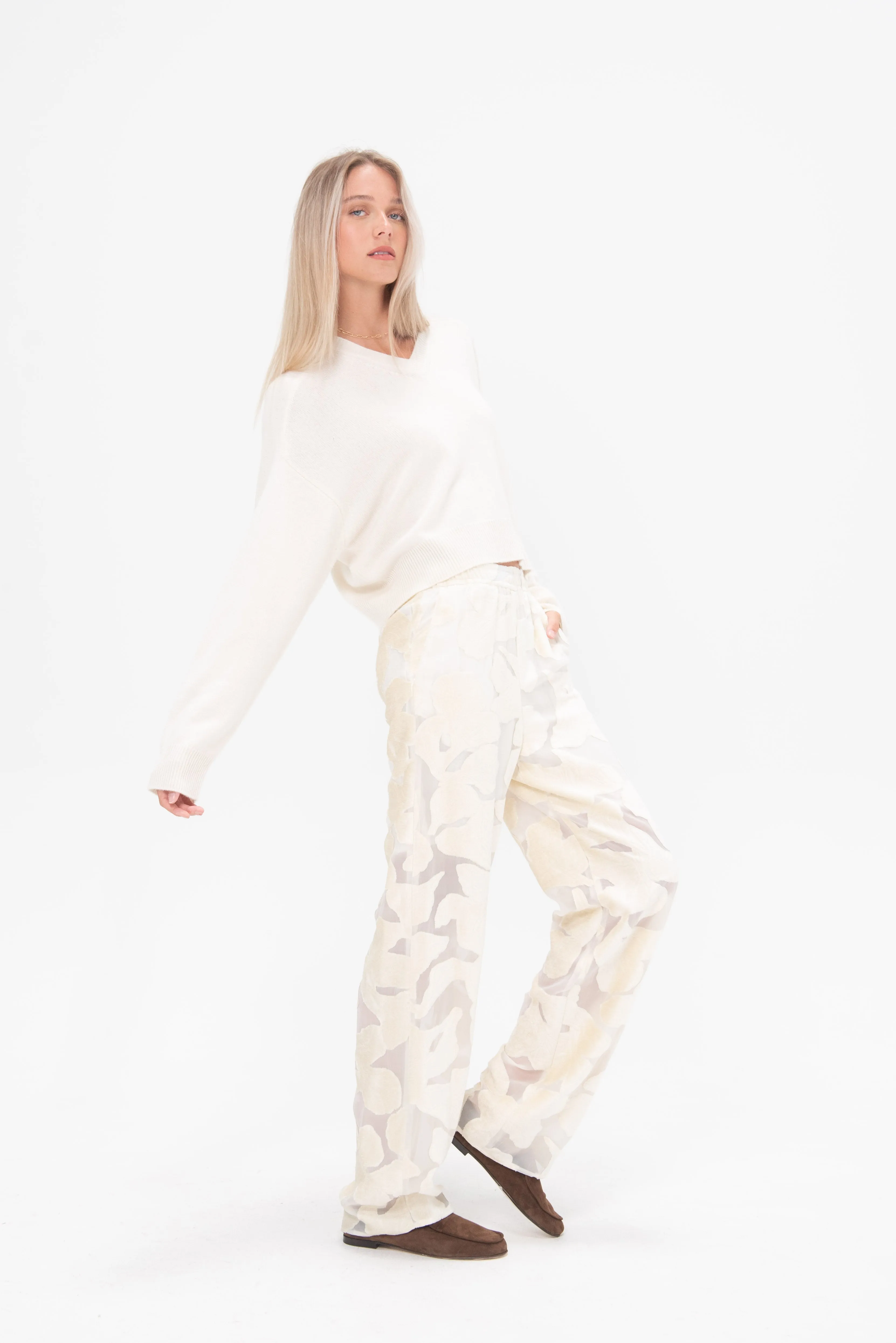 Pares Velvet Pants, Ivory