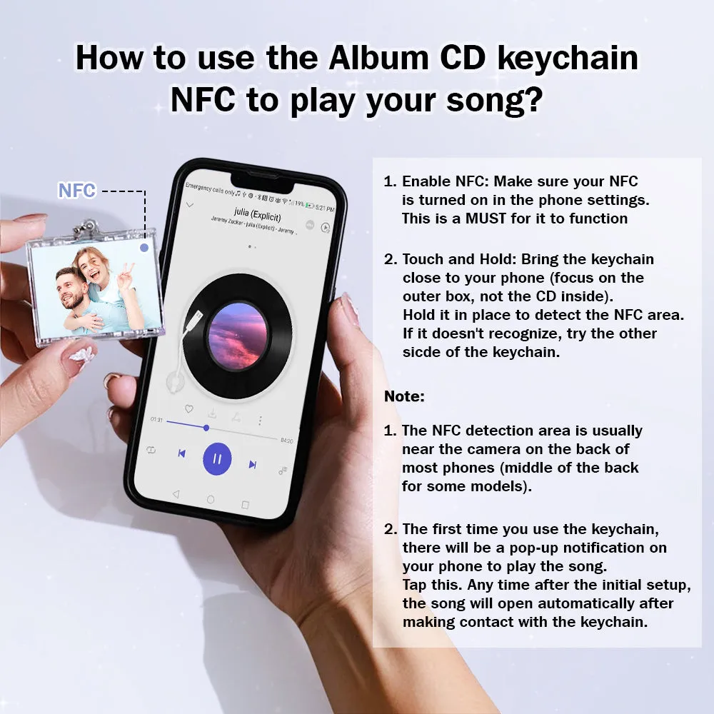 Personalised NFC Keychain Custom Mini Album CD Keychain with Fully Custom Photos Song Play Your Favorite Spotify Song Instantly Personalised Music Gift Music Lover Keychain CD Album