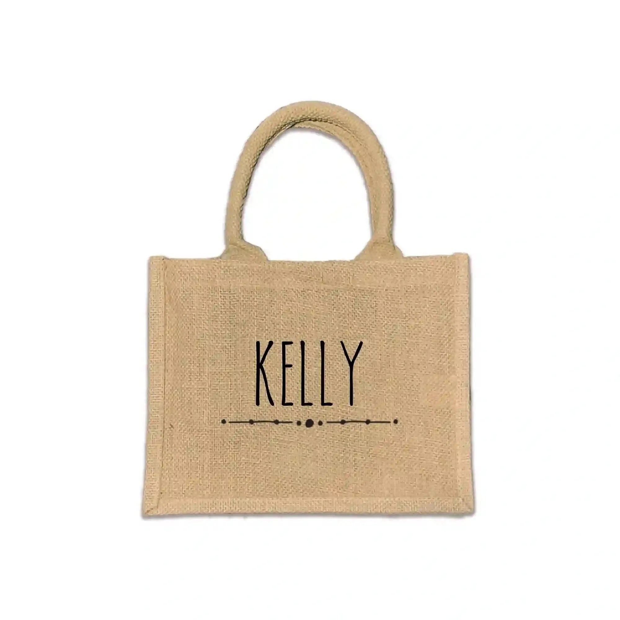 Personalized Boho Burlap Tote Bag