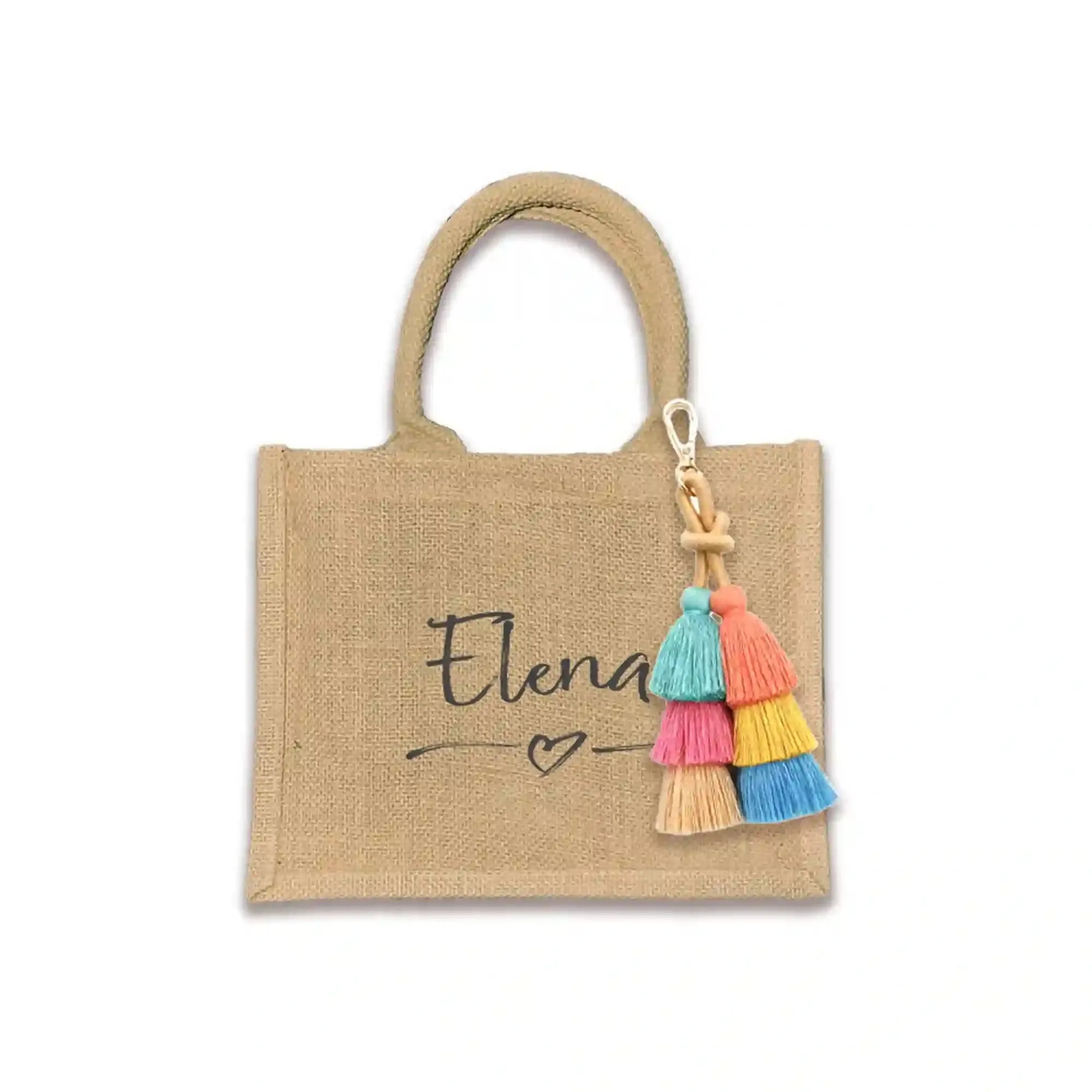 Personalized Boho Burlap Tote Bag