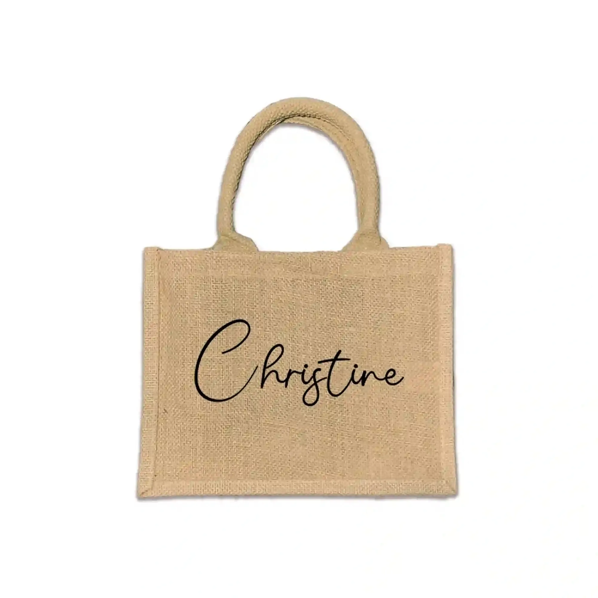 Personalized Boho Burlap Tote Bag