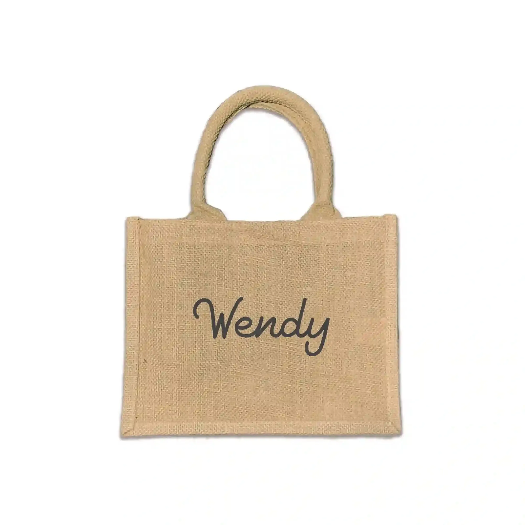 Personalized Boho Burlap Tote Bag