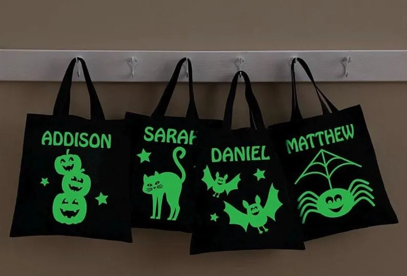 Personalized Glow-In-The-Dark Halloween Treat Bag - Trick-or-Treat Bag - Halloween Candy Bag