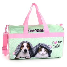 Personalized Kid's Travel Duffel Bag - I ❤️ My Pets