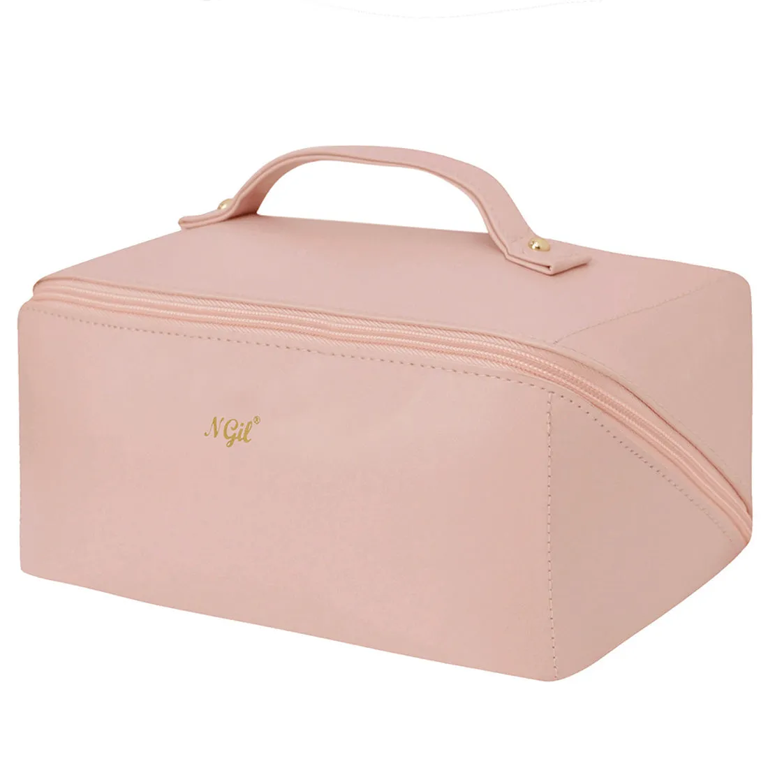 Pink NGIL Medium Faux Leather Expandable Travel Toiletry