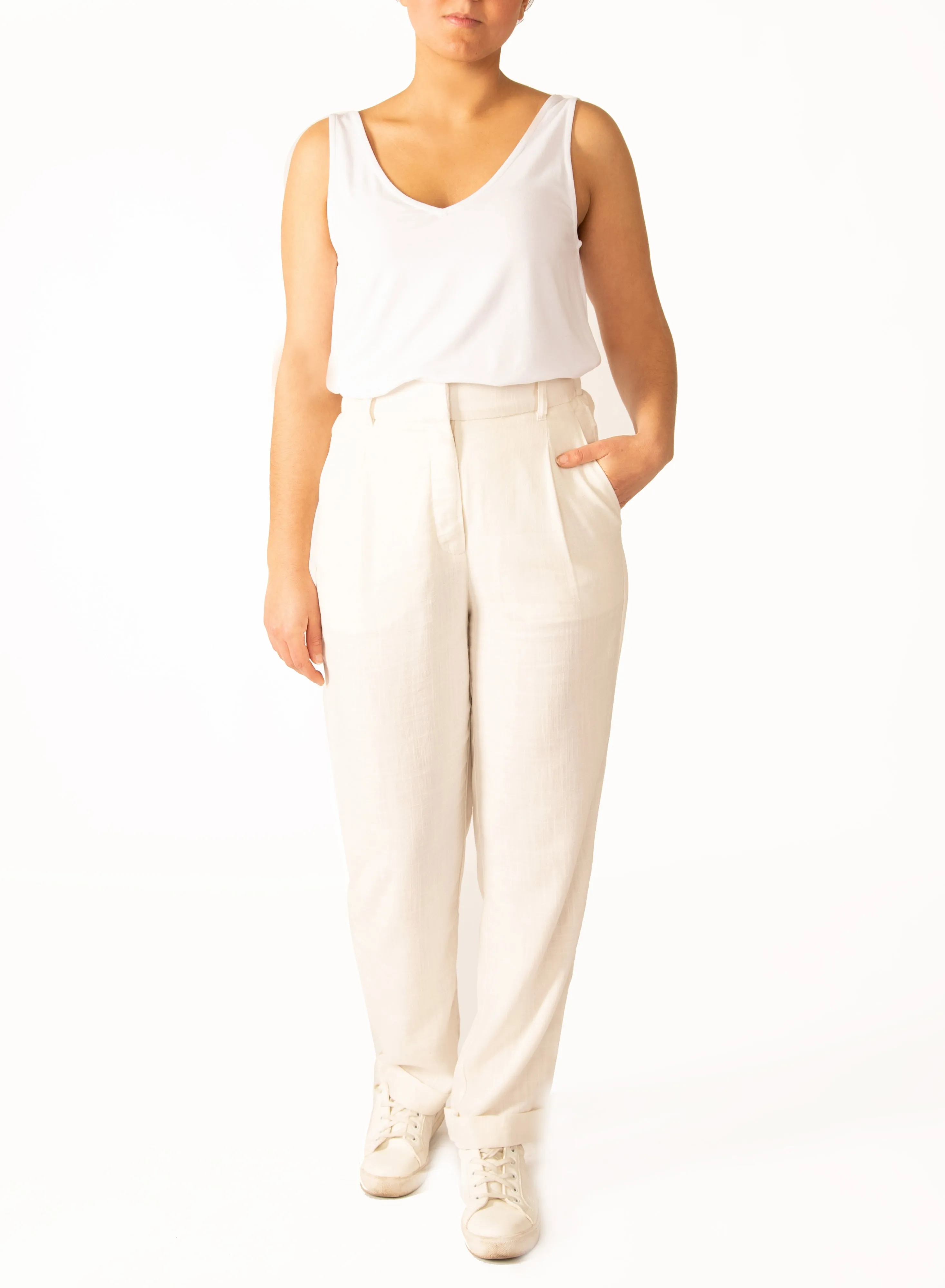 Pleated Straight Leg Pant