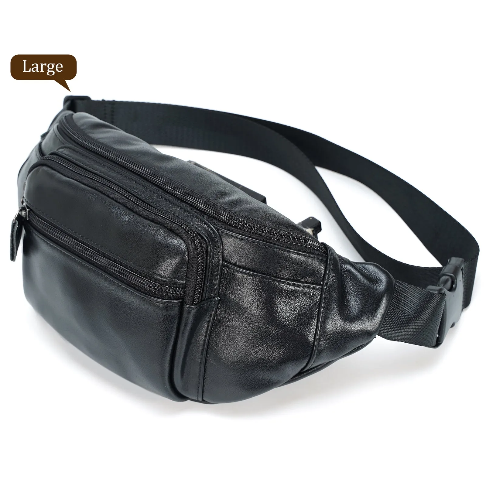 Polare Genuine Leather Fanny Pack/Waist Bag/Organizer (Classic Style)