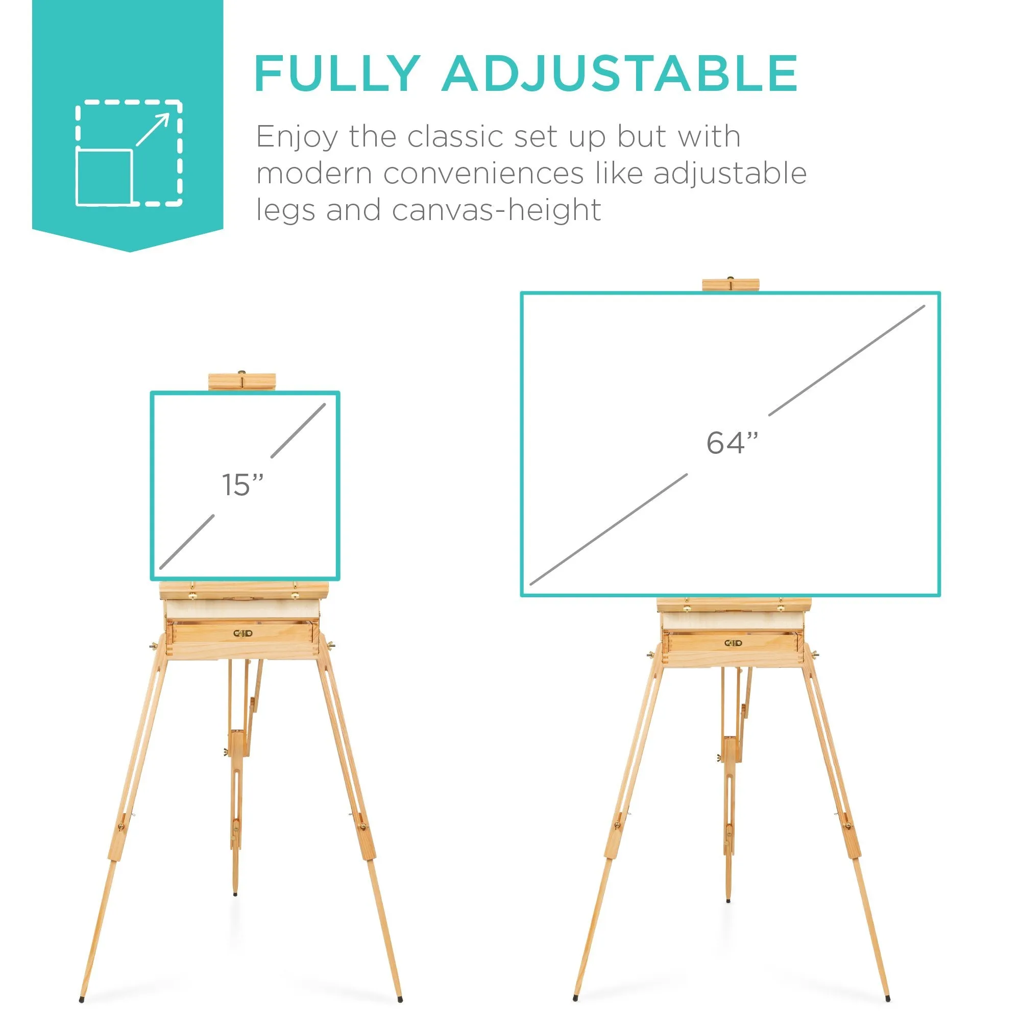 Portable Folding French Style Easel Tripod Stand w/ Drawer, Palette