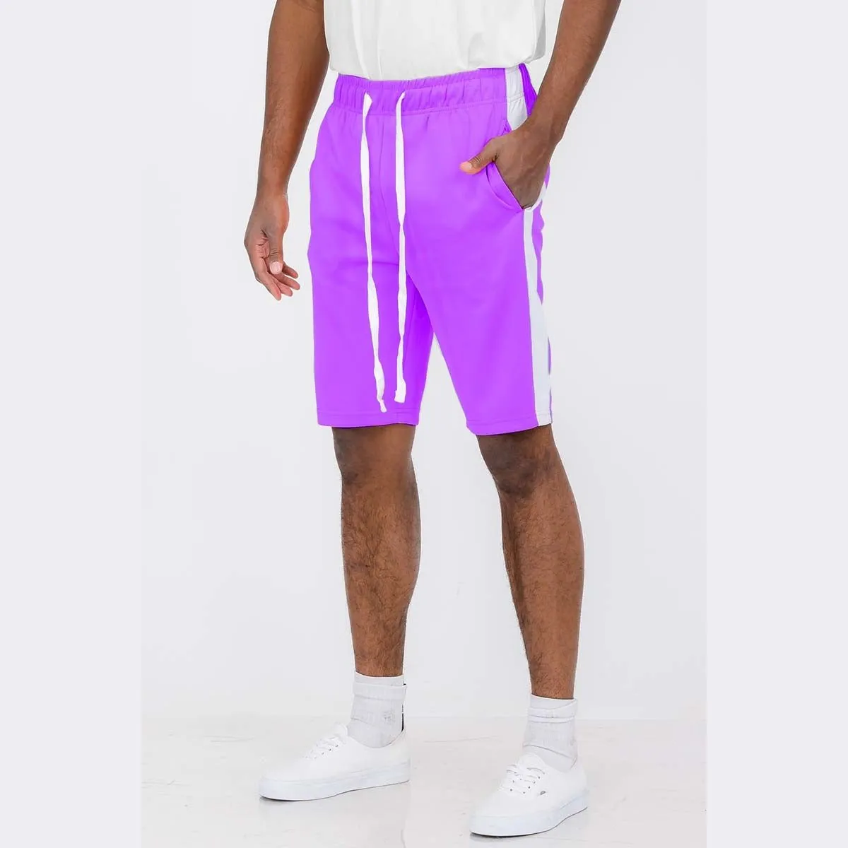 Purple White Single Stripe Shorts