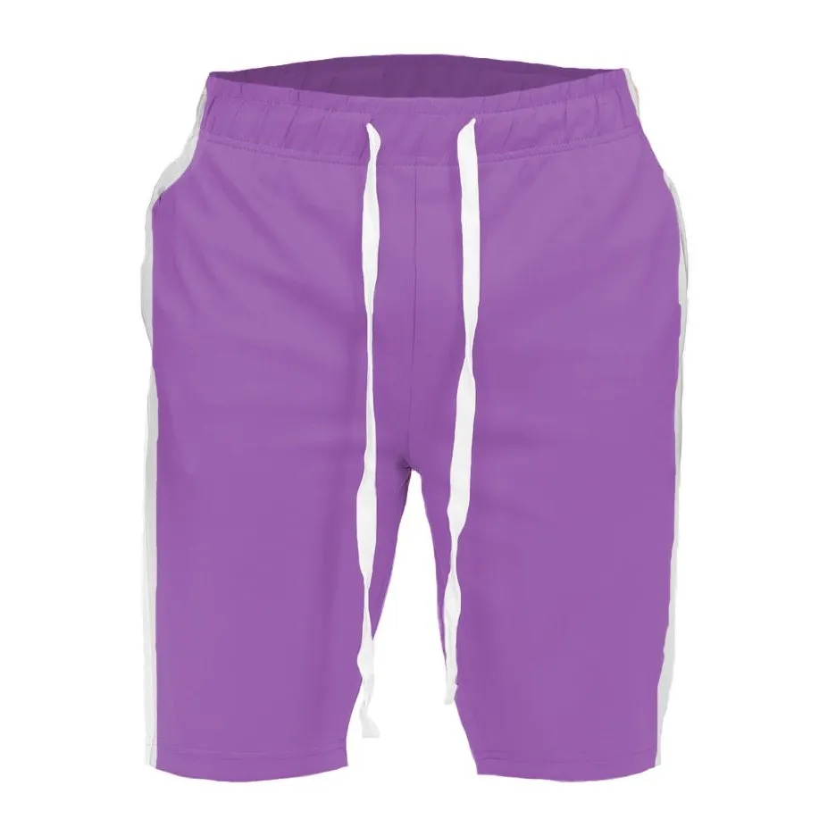 Purple White Single Stripe Shorts