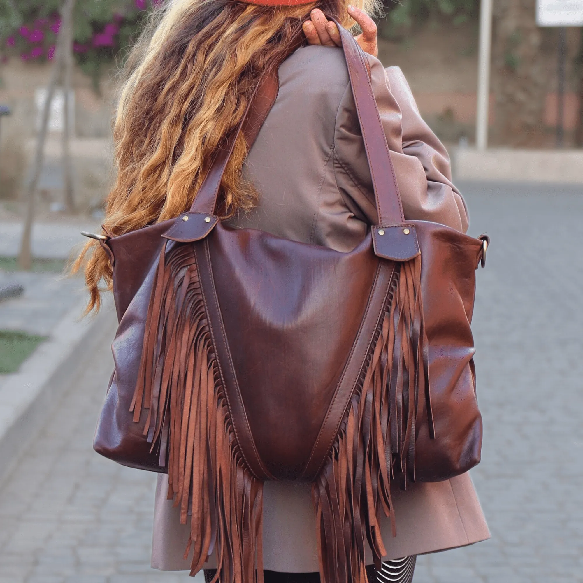 "Akira" fringe Cowhide Leather Bag