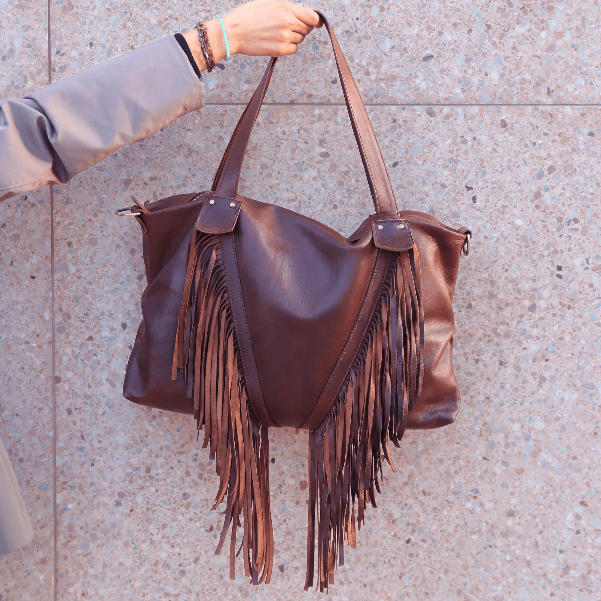 "Akira" fringe Cowhide Leather Bag