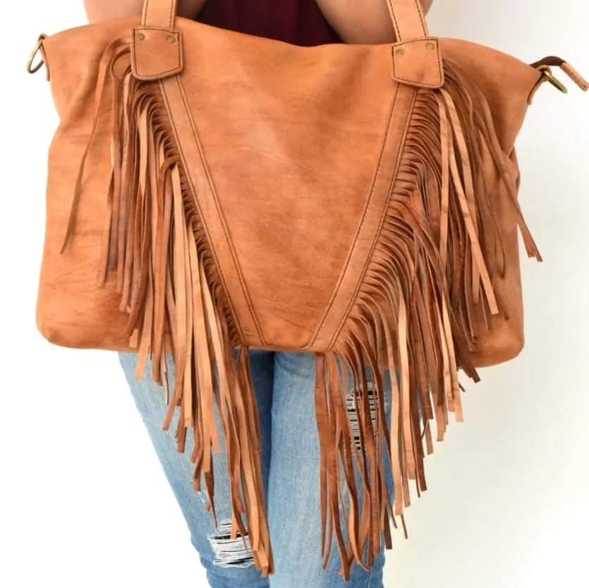 "Akira" fringe Cowhide Leather Bag